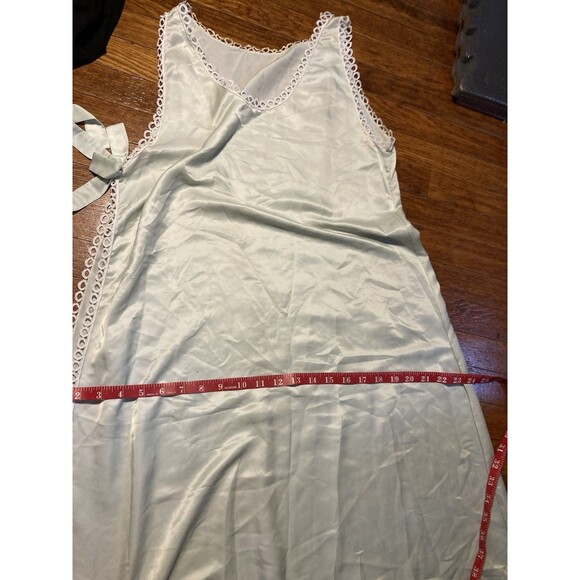 Vintage Pale Green SEXY Négligée Pajama night Gown Full Side Slip Silky nightie - Picture 14 of 14